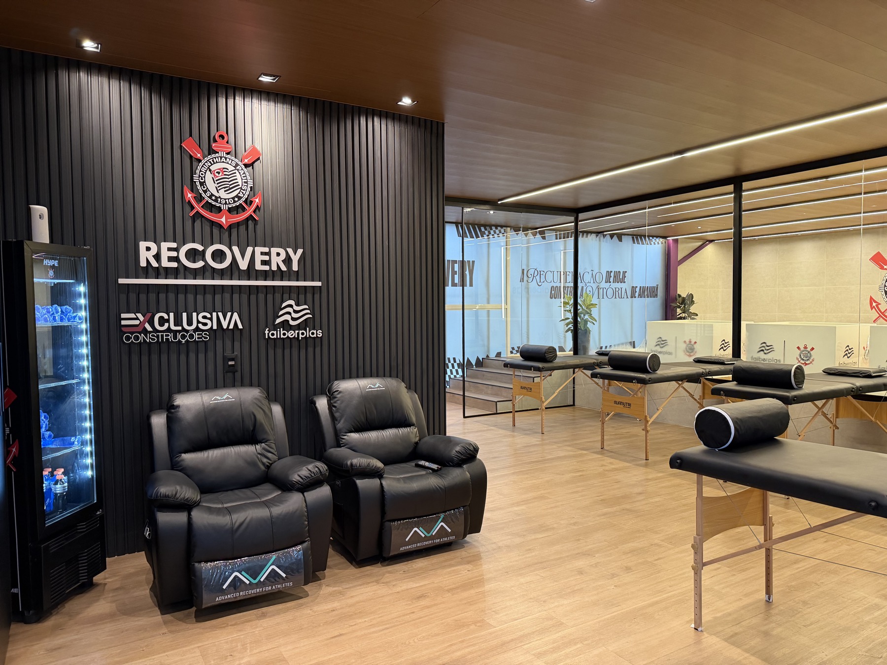Novo espaço de recovery do Corinthians realizado pela Exclusiva Construções